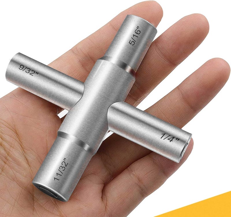 Hanpex 4-Way Sillcock Key Wrench, 1/4", 9/32", 5/16", 11/32", Fits Most Sillcock, Stopcock, Water Spigots, Wall-hydrant, Control Cabinet and Valves - Image 3